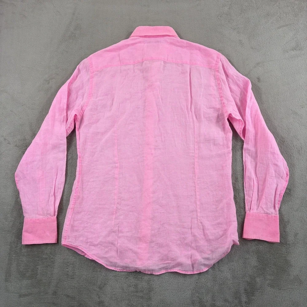 MC2 SAINT BARTH Pure 100% Linen Shirt in Pink Men Medium Resort Beach NWOT $200